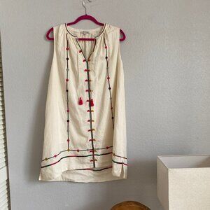 Madewell Embroidered Sunview Linen Mini Dress, Colorful Accents, Summer Beach